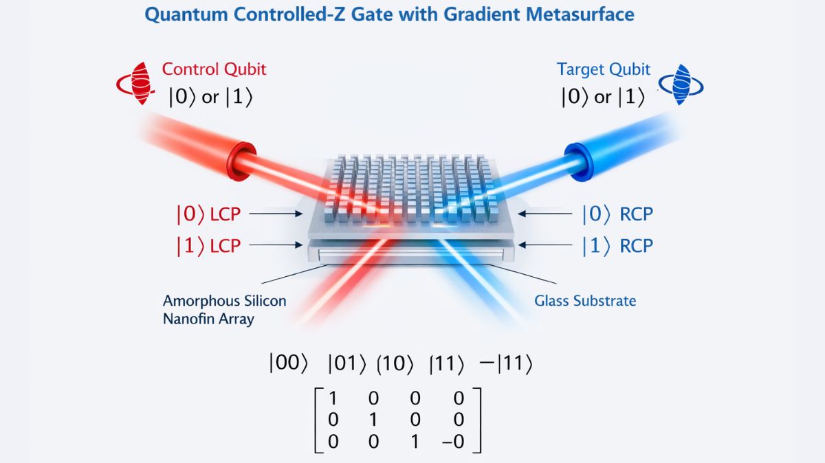Quantum Controlled Z Gates with Gradient Metasurface